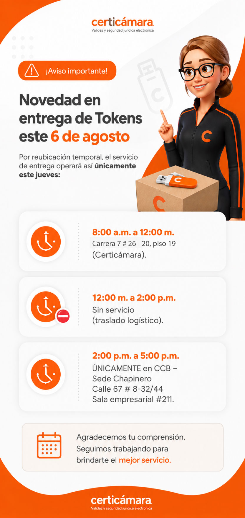 entregas de token 6 de agosto